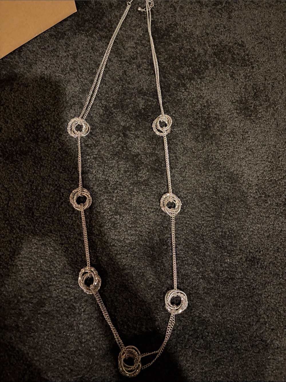 Silver Circle Link Long Necklace - Women Jewelry
